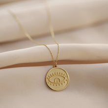 Load image into Gallery viewer, Evil Eye Coin Medallion Necklace