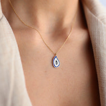 Load image into Gallery viewer, Diamond Evil Eye Raindrop Necklace