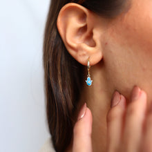 Load image into Gallery viewer, Gold Turquoise Hamsa Earrings