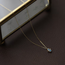 Load image into Gallery viewer, Dainty Turquoise Hamsa Necklace
