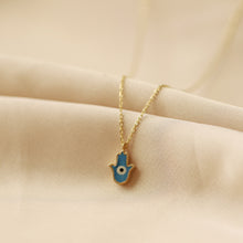 Load image into Gallery viewer, Dainty Turquoise Hamsa Necklace