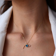 Load image into Gallery viewer, Hammered Effect Evil Eye Pendant Necklace