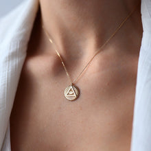 Load image into Gallery viewer, Gold Medallion Evil Eye Necklace