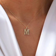 Load image into Gallery viewer, Gold Hammered Effect Letter Necklace