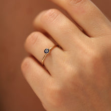 Load image into Gallery viewer, Large Navy Evil Eye Ring