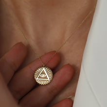 Load image into Gallery viewer, Gold Medallion Evil Eye Necklace
