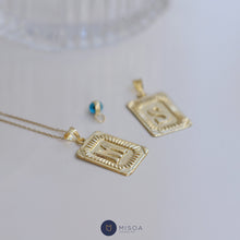 Load image into Gallery viewer, Gold Retro Initial Necklace with Evil Eye
