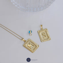 Load image into Gallery viewer, Gold Retro Initial Necklace with Evil Eye