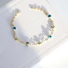 Load image into Gallery viewer, Flat Sequin Chain Evil Eye Bracelet