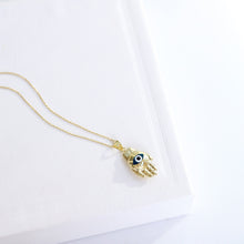 Load image into Gallery viewer, Curved Evil Eye Hamsa Necklace