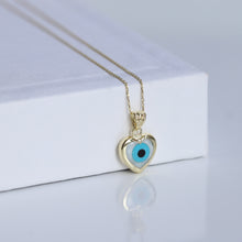 Load image into Gallery viewer, Heart Shaped Mother of Pearl Evil Eye Necklace

