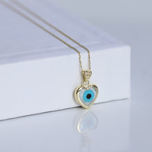 Load image into Gallery viewer, Heart Shaped Mother of Pearl Evil Eye Necklace