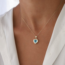Load image into Gallery viewer, Heart Shaped Mother of Pearl Evil Eye Necklace