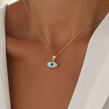 Load image into Gallery viewer, Mother of Pearl Evil Eye Pendant Necklace
