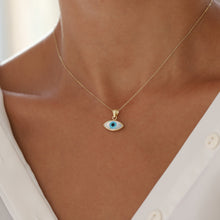 Load image into Gallery viewer, Mother of Pearl Evil Eye Pendant Necklace
