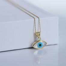 Load image into Gallery viewer, Mother of Pearl Evil Eye Pendant Necklace