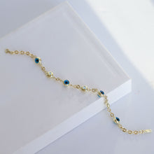 Load image into Gallery viewer, Flat Sequin Chain Evil Eye Bracelet
