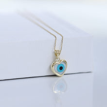 Load image into Gallery viewer, Heart Shaped Mother of Pearl Evil Eye Necklace