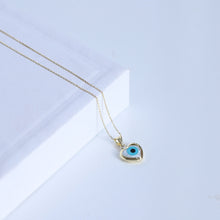 Load image into Gallery viewer, Heart Shaped Mother of Pearl Evil Eye Necklace