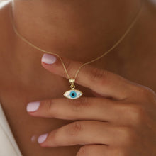 Load image into Gallery viewer, Mother of Pearl Evil Eye Pendant Necklace