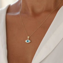 Load image into Gallery viewer, Mother of Pearl Evil Eye Pendant Necklace
