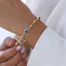 Load image into Gallery viewer, Beaded Evil Eye Link Bracelet