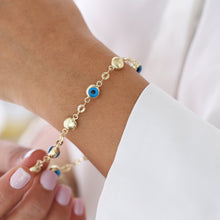 Load image into Gallery viewer, Flat Sequin Chain Evil Eye Bracelet