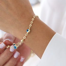 Load image into Gallery viewer, Flat Sequin Chain Evil Eye Bracelet