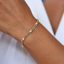 Load image into Gallery viewer, Six Diamond 3mm Curb Chain Bracelet