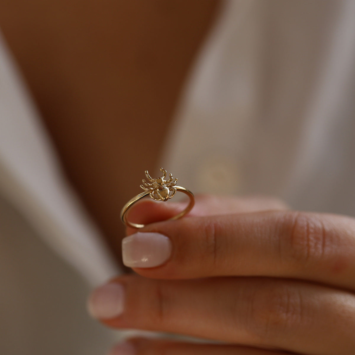 14K Gold Spider Ring, Minimal Stackable Ring, Thin Gold Ring, Everyday ...