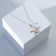 Load image into Gallery viewer, 14k Gold Starfish Necklace, Solid Gold Starfish Charm Pendant, Starfish Layering Necklace, Gold Animal Necklace, Summer Beach Jewelry
