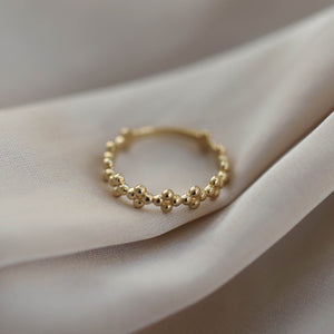 14K Gold Beaded Ring, Minimal Stackable Ring, Thin Gold Ring, Rose Gold, White Gold, Yellow Gold, Everyday Jewelry, Mother's Day, Birthday