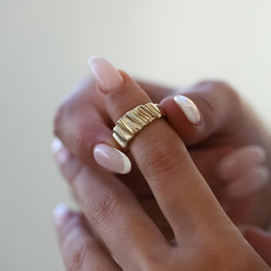 14K Gold Bold Line Ring, Statement Ring, Chunky Gold  Ring, Mother's Day, Birthday Gift, Simple Gold Ring, Gift for Her, Rose Gold