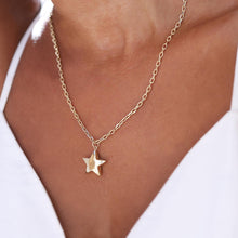 Load image into Gallery viewer, 14k Real Gold Star Necklace, Gold Star Charm, Celestial Jewelry, Gold Star Charm, Layered 3D Star Pendant, Gold Chain Necklace, Star Charm
