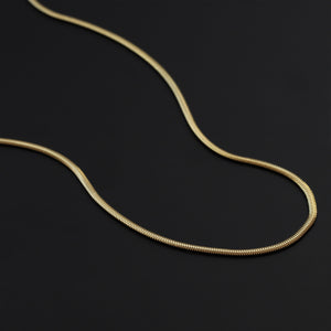 14K Gold Snake Chain Necklace, Italian Herringbone Chain, Gold Layering Chain, Gift for Her, Classic Gold Chain, Real Gold Jewelry, 2.5mm