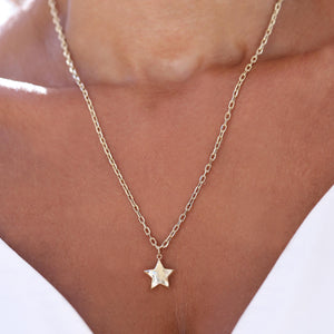 14k Real Gold Star Necklace, Gold Star Charm, Celestial Jewelry, Gold Star Charm, Layered 3D Star Pendant, Gold Chain Necklace, Star Charm