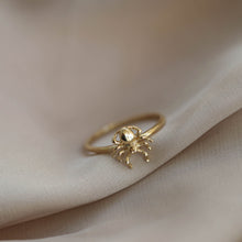 Load image into Gallery viewer, 14K Gold Spider Ring, Minimal Stackable Ring, Thin Gold Ring, Everyday Jewelry, Mother&#39;s Day, Birthday, Astrology, Crab Ring, Gift for Her
