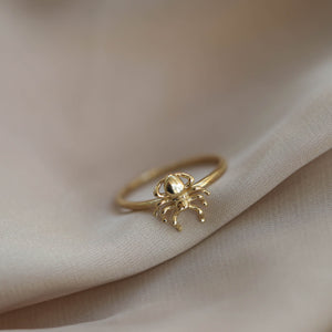 14K Gold Spider Ring, Minimal Stackable Ring, Thin Gold Ring, Everyday Jewelry, Mother's Day, Birthday, Astrology, Crab Ring, Gift for Her