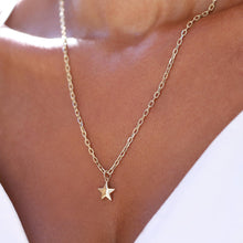 Load image into Gallery viewer, 14k Real Gold Star Necklace, Gold Star Charm, Celestial Jewelry, Gold Star Charm, Layered 3D Star Pendant, Gold Chain Necklace, Star Charm
