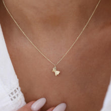 Load image into Gallery viewer, 14k Gold Butterfly Necklace, Delicate Gold Jewelry, Symbol of Transformation, Gold Animal Necklace, Mini Layering Butterfly Pendant
