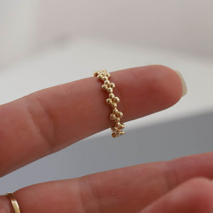 14K Gold Beaded Ring, Minimal Stackable Ring, Thin Gold Ring, Rose Gold, White Gold, Yellow Gold, Everyday Jewelry, Mother's Day, Birthday