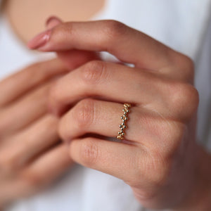 14K Gold Beaded Ring, Minimal Stackable Ring, Thin Gold Ring, Rose Gold, White Gold, Yellow Gold, Everyday Jewelry, Mother's Day, Birthday