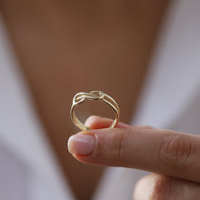 Load image into Gallery viewer, Double Infinity Ring, Dainty Gold Ring, Gift for Her, Valentine&#39;s Day, Eternity Ring, Minimal Gold Jewelry, Stacking Ring, Anniversary Gift
