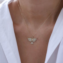 Load image into Gallery viewer, Large Diamond Phoenix Bird Necklace, Fire Bird Necklace, Simurgh Pendant, Good Luck Charm, 14K Gold Chain, Gift for Her, Mythical Jewelry
