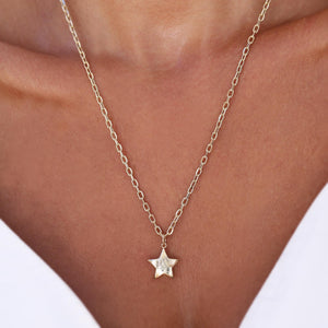 14k Real Gold Star Necklace, Gold Star Charm, Celestial Jewelry, Gold Star Charm, Layered 3D Star Pendant, Gold Chain Necklace, Star Charm