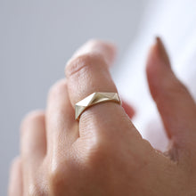 Load image into Gallery viewer, Gold Prism Ring, Argyle Ring, 14K Gold Ring, Minimalist Fine Jewelry, Gift for Her, Unique Wedding Ring, Thick Gold Band Ring, 4.4mm Band
