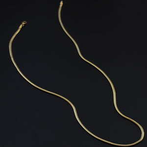 14K Gold Snake Chain Necklace, Italian Herringbone Chain, Gold Layering Chain, Gift for Her, Classic Gold Chain, Real Gold Jewelry, 2.5mm