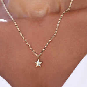 14k Real Gold Star Necklace, Gold Star Charm, Celestial Jewelry, Gold Star Charm, Layered 3D Star Pendant, Gold Chain Necklace, Star Charm