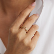 Load image into Gallery viewer, 14K Gold Double V Ring, Minimalist, Stacking Ring, Chevron Ring, Thumb Ring, Mother&#39;s Day, Birthday Gift, Simple Gold Ring,Rose Gold
