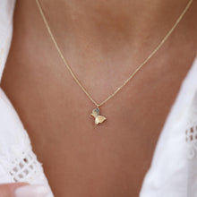 Load image into Gallery viewer, 14k Gold Butterfly Necklace, Delicate Gold Jewelry, Symbol of Transformation, Gold Animal Necklace, Mini Layering Butterfly Pendant
